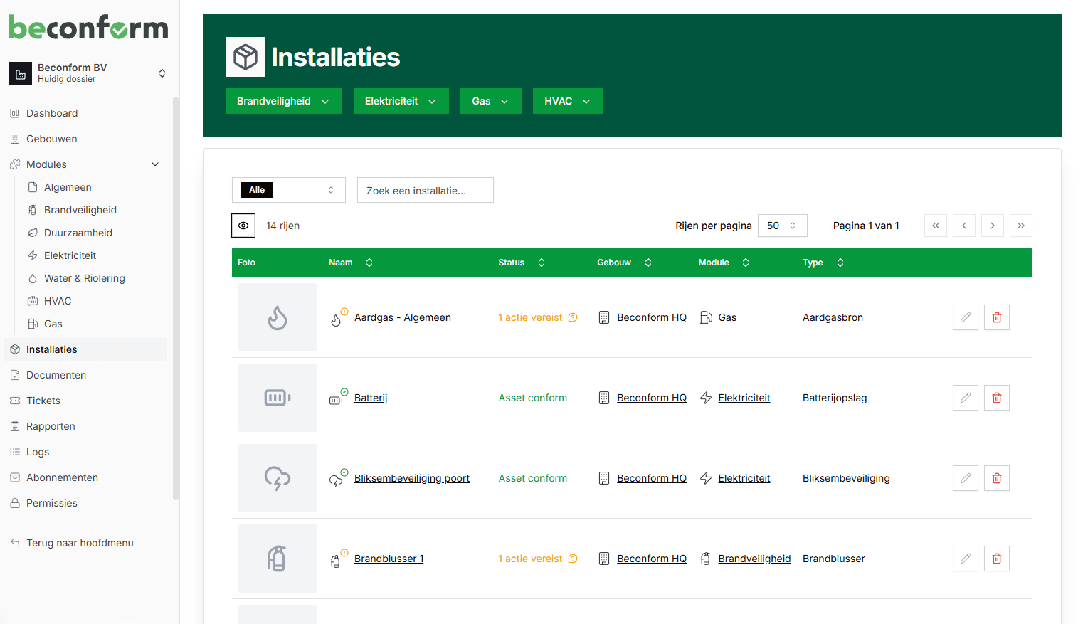 Beconform dashboard overlay